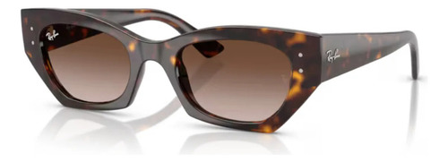 Óculos De Sol Ray Ban Zena Rb4430 135913 Armação Havana Haste Havana Lente Marrom Degradê Desenho Irregular