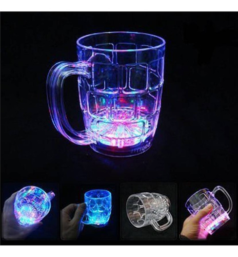 Vaso Taza Transparente Con Luces De Colores Led Inductiva