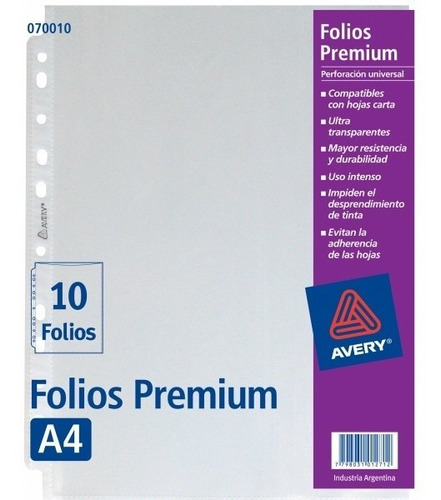Folio A4 Avery X 10 Premium