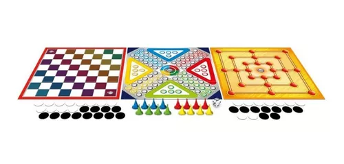 Jogo De Tabuleiro 3 Jogos Ludo Dama E Trilha