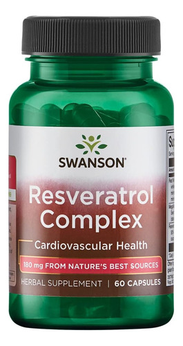 Resveratrol Complex 180mg Swanson 60 Cápsulas Hecho Usa Sabor Sin Sabor