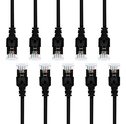 Cable Ethernet Cat6 Delgado, 28 Awg, 7 Pies, Negro, Paquete