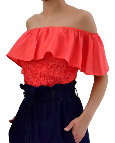 Blusa Ted Kenton Mujer Campesina Off Shoulder Crop Top 