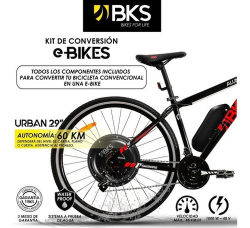 Imagen 3 de 7 de Kit Convertidor A Bicicleta Eléctrica Mtb 29 48v 1000w Bks