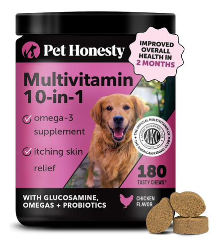 Multivitaminico 10 En 1 Omega 3 Para Comezon De Perros 180pz