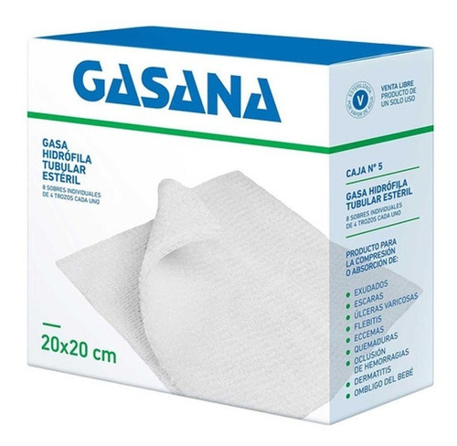 1 Caja De Gasa 20x20cm N5 / 8 Sobres X 4 Trozos Gasana