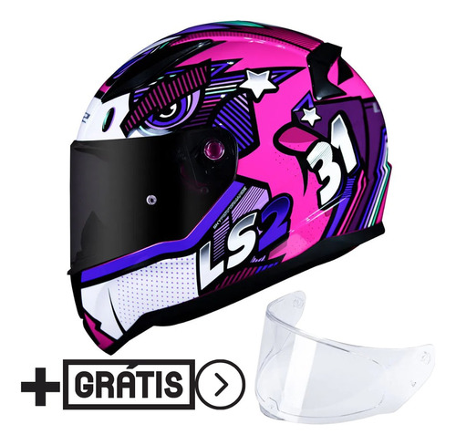 Capacete Ls2 Ff353 Rapid Khan Rosa/branco