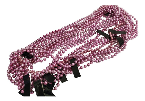 Collar De Perlas Metalizado Rosa X20unid -cotillón -carioca