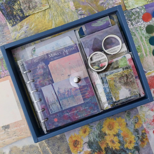 Vintage Journal Scrapbook Libreta Y Pegatina Tape Kit Lavanda
