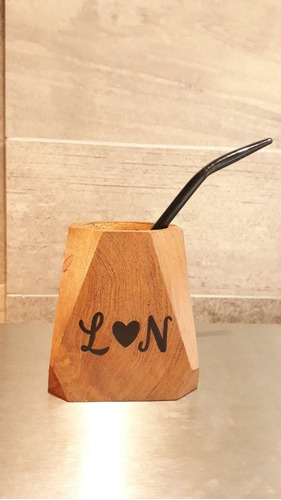 Mate Personalizado Geometrico Yuco + Bombilla -mod Hexagonal
