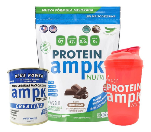 Ampk Protein + Creatina Ampk Sport Masa Muscular + Shaker Sabor Chocolate