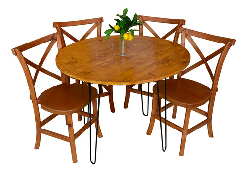 Mesa 80cm Madeira Pinus Estilo Minimalista Com Pés De Ferro