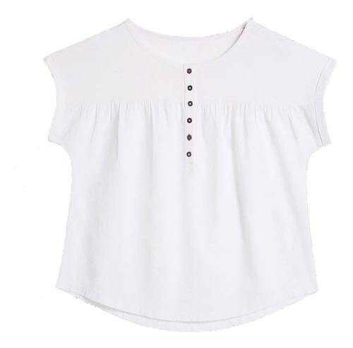 Camisa Casual Transpirable Con Botones Lisos Para Mujer, Cue
