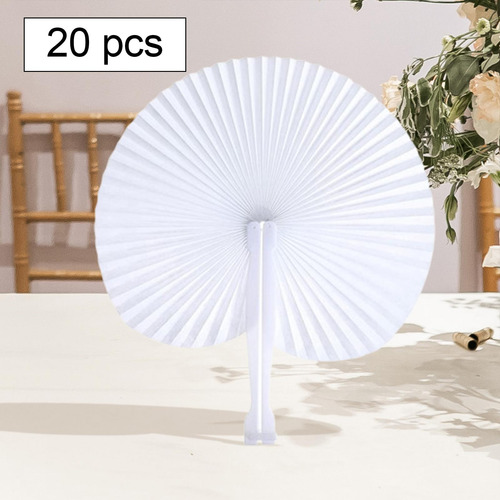 20 Abanicos De Papel Blancos, Abanicos Plegables, Redondo