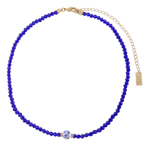 Colar Feminino Choker Cristais Azul Porto
