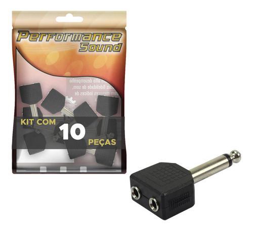 10x Adaptador P10 Macho Mono X Duplo J2/p2 Fêmea Mono