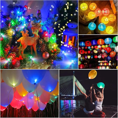 100 Pzs Mini Luces Led Redondas De Globos De Luz De Colores