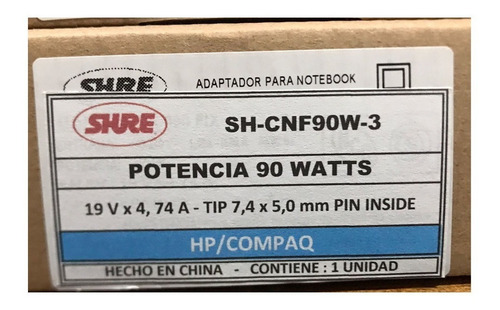 Imagen 3 de 3 de Cargador P/ Notebook Hp 19v 4.74a 7.4x5.0 Cnf90w-3