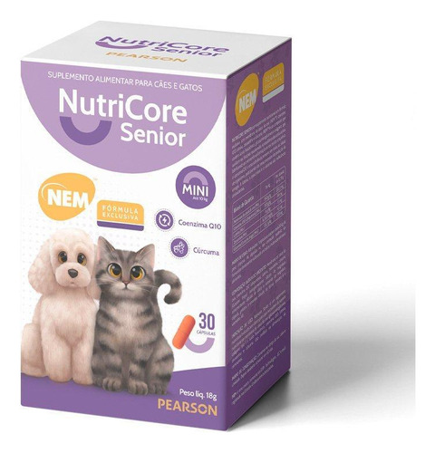 Suplemento Nutricore Sênior Mini Cães E Gatos 30 Cápsulas