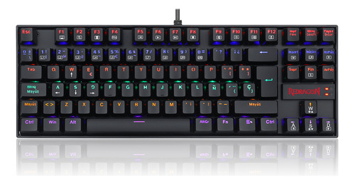 Teclado Redragon Kumara K552 Rainbow Negro Switch Rojo