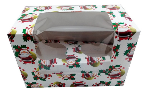 Cajas Decorativas Para 2 Cupcakes Mod Navidad 6 Unidades