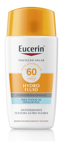 Protetor solar facial Sun Hydro Fluid Fps 60 Ultra Leve 50ml Eucerin