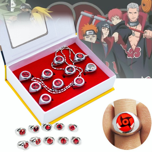 Anillo Miembro Akatsuki Cosplay Anime Naruto 10 Pcs+collar