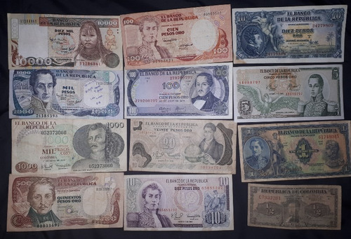 Billetes Colombianos De Coleccion, Juego X 12 Variados