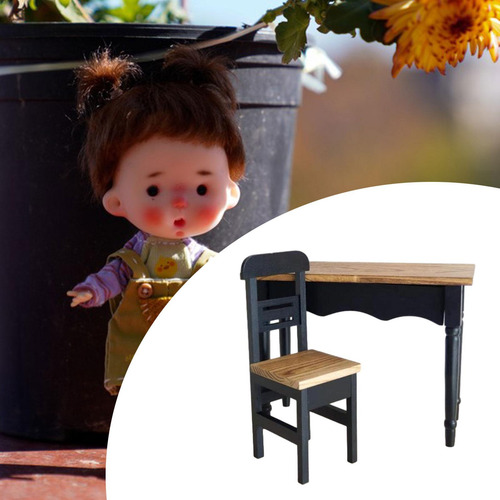2 Piezas De Mesa Y Silla Para Casa De Muñecas, Muebles Para