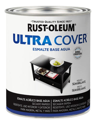 Esmalte Al Agua Ultra Cover 946ml Negro Semi Rust Oleum