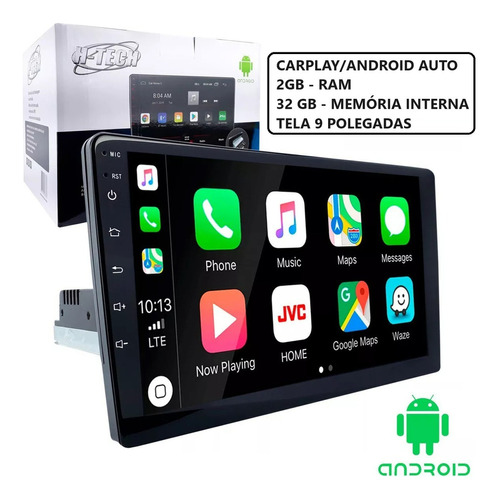 Multimidia 9pol 1din 2gb 32gb Android12 Carplay Android Auto