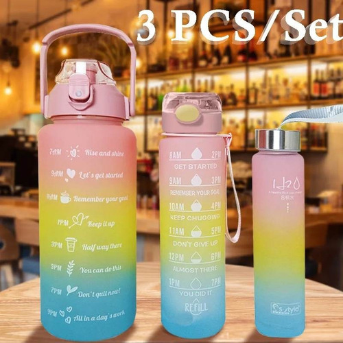 Botellas Motivacionales Juego Set De 3 Botes Portaliquidos