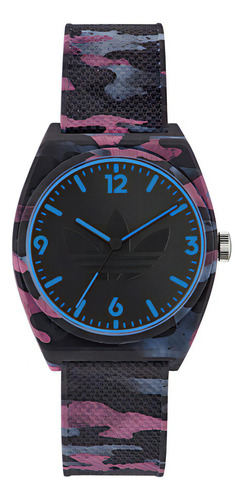 Reloj Mujer Dama adidas Originals Analogo Casual Project Two Color De La Correa Negro/azul/rosa