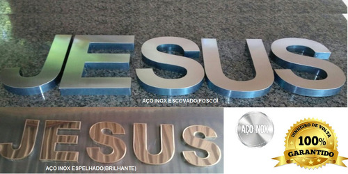 Jesus - Em Aço Inox Para Igreja Letreiro Caixa 3d Letra 40cm