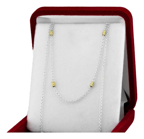 Cadena Mini Rolo Plata Y Oro Mujer Hombre Color Plateado