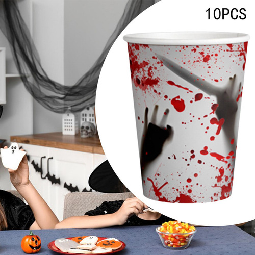 10 Vasos De Papel Desechables Para Halloween, Vajilla