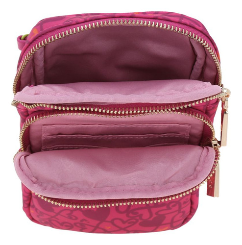 Bolso Porta Celular Gorett Gf24066-p Acabado De Los Herrajes Oro Color Rosa Chicle Correa De Hombro Rosa Chicle Diseño De La Tela Lisa