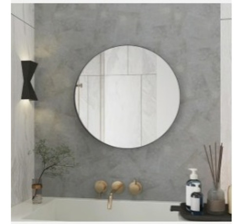 Espelho Redondo Grande 70cm Moderno Lapidado Elegante Sem Moldura