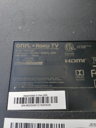 Tarjeta Main Roku Onn 100012588 (ms16010-zc01-01) *445 (Usado)
