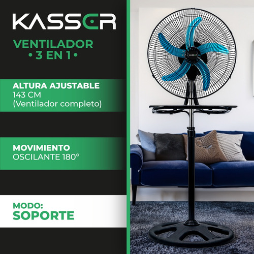 Ventilador 3 En 1 Industrial Kasser 5 Aspas 18 Pulgadas