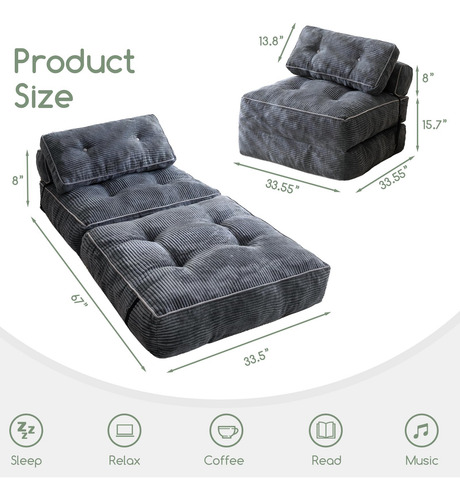 Higogogo Sofá Cama Plegable Silla Convertible Con Almohada