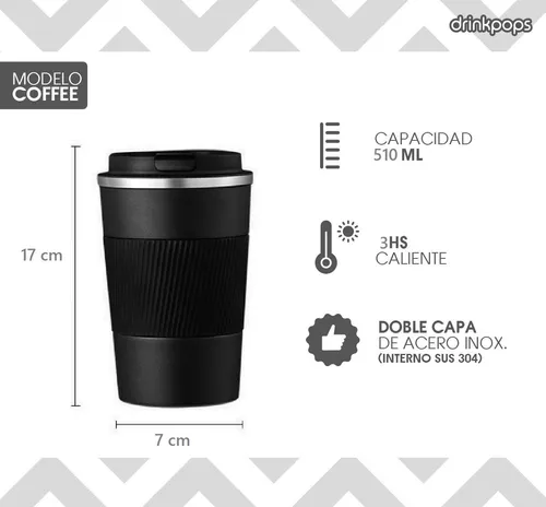 vaso termico para cafe coffee acero lnox. 510 Ml Mt09013 - Oportunidades  Vip Venta por menor y mayor de productos electrónicos, bazar, libreria,  decoración, oficina y deportes, multirubro, Buenos Aires, Argentina