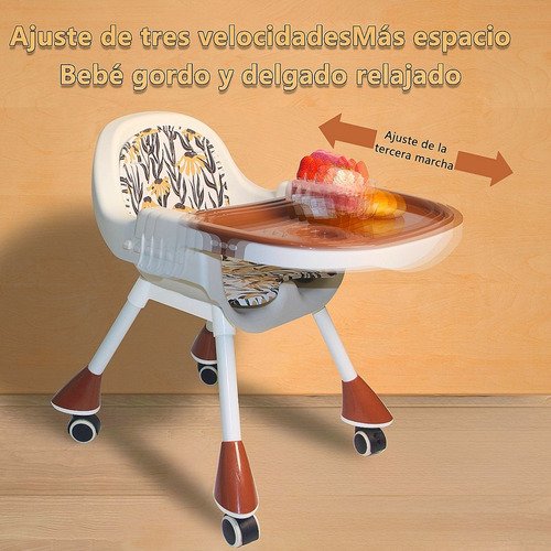 Ajustable Silla Alta Periquera Para Bebé Con Bandeja Silla Para Bebe 3 En 1 Marrón