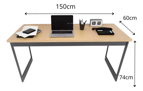 Kit Mesa Escritório Industrial 150x60 Cadeira Mesh Cromada
