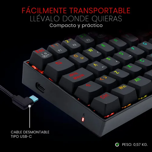 Teclado Gamer Mecanico Dragonborn K630 60% Red Rgb Español