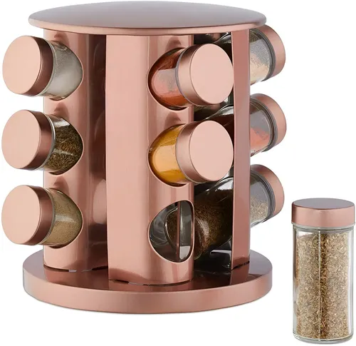 Porta-Tempero Giratório Inspire Casa Vidro Aço Inox Mesa 12 Potes