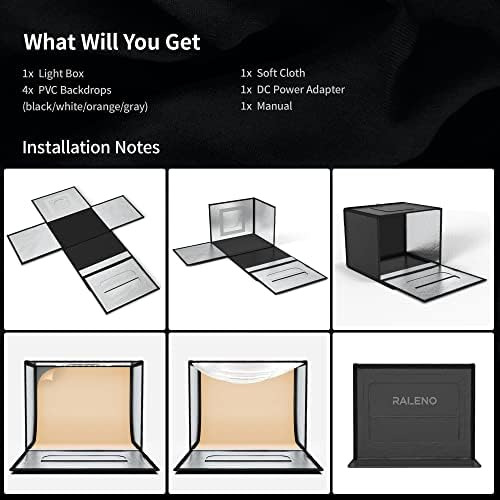 Raleno 24w Box Photography, 16 X 12 X 12 Photo Box Con 5500k