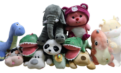 Peluches Con Manta Modelos Surtidos Azul Acero