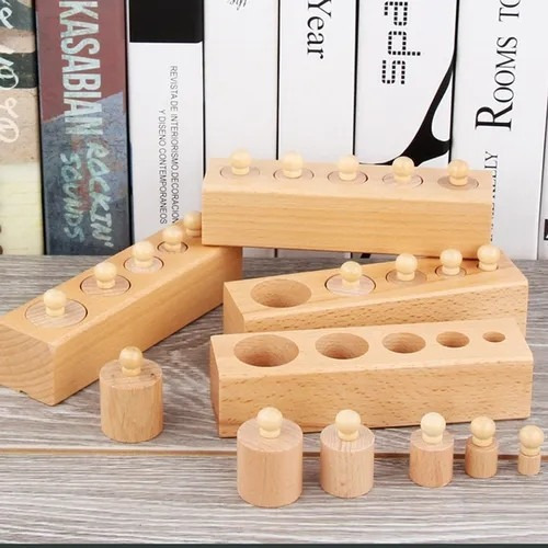 Cilindro De Plugue De Mini Cilindros Montessori, Blocos De B