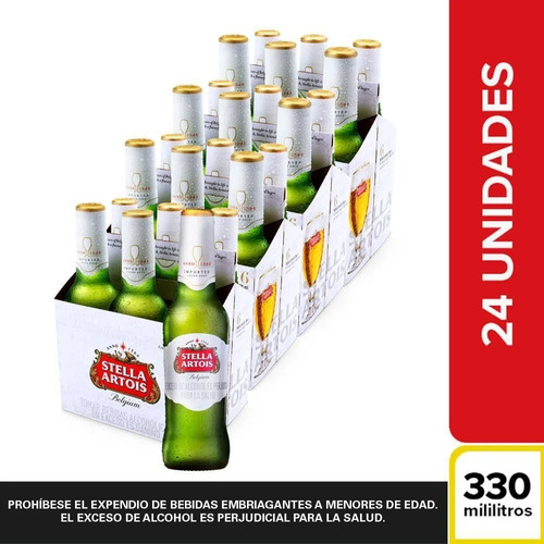 Cerveza Stella Artois 330ml X24 - mL a $16
